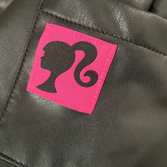 Barbie by Mattel Girl's Black Faux LeatherSnap Front Jumpsuit Dress Sizer 2T - Picture 4 of 5